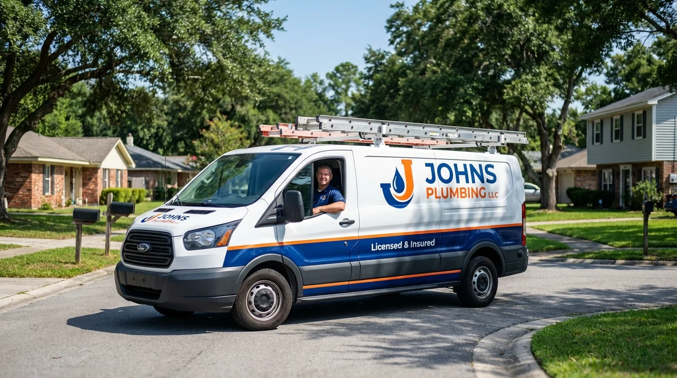 Johns Plumbing LLC service van in DeMotte, IN
