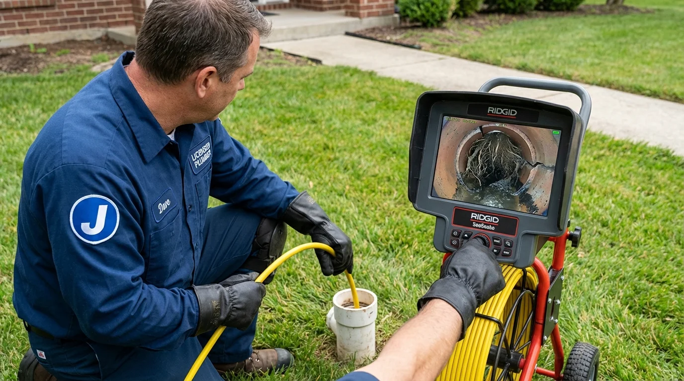 Sewer camera inspection being performed by Johns Plumbing LLC in DeMotte