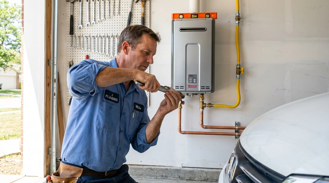 Tankless water heater installation by a Johns Plumbing LLC plumber in DeMotte